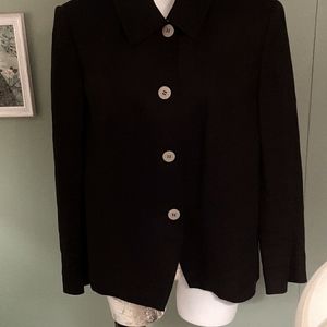 Vintage Black Linen Blazer 14 W